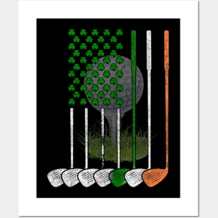 Irish American Flag Vintage Golf Flag St Patricks Day Posters and Art